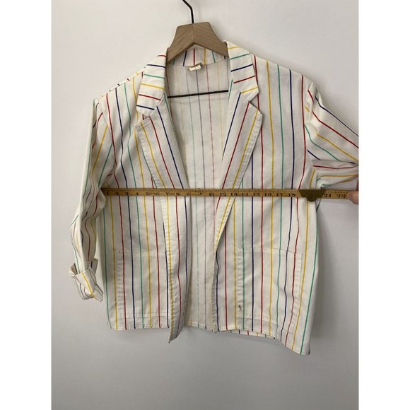 THE FOX 1980's Multicolored Pinstripe Blazer Sz L - Picture 5 of 6